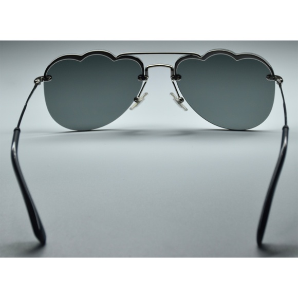 MIU MIU SMU56U 1BC-175 SILVER DARK GREY GEOMETRIC AVIATOR SUNGLASSES. 58mm main image 8